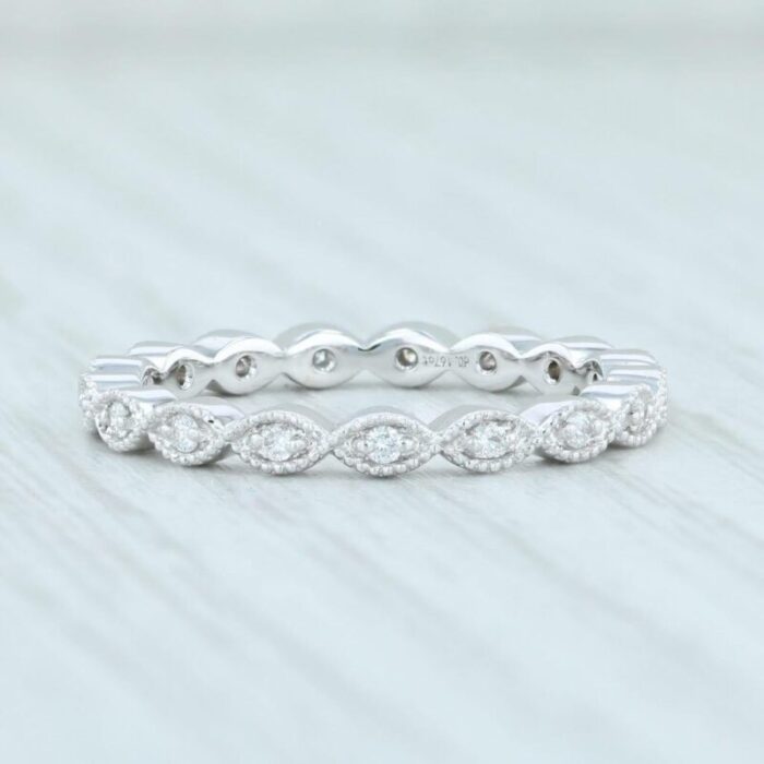 new 016ctw diamond eternity band 14k white gold size 65 stackable wedding ring 4560