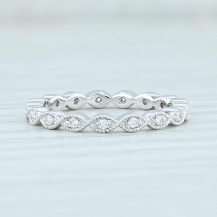 new 016ctw diamond eternity band 14k white gold size 65 stackable wedding ring 4804