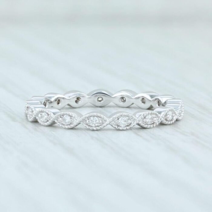 new 016ctw diamond eternity band 14k white gold size 65 stackable wedding ring 5338