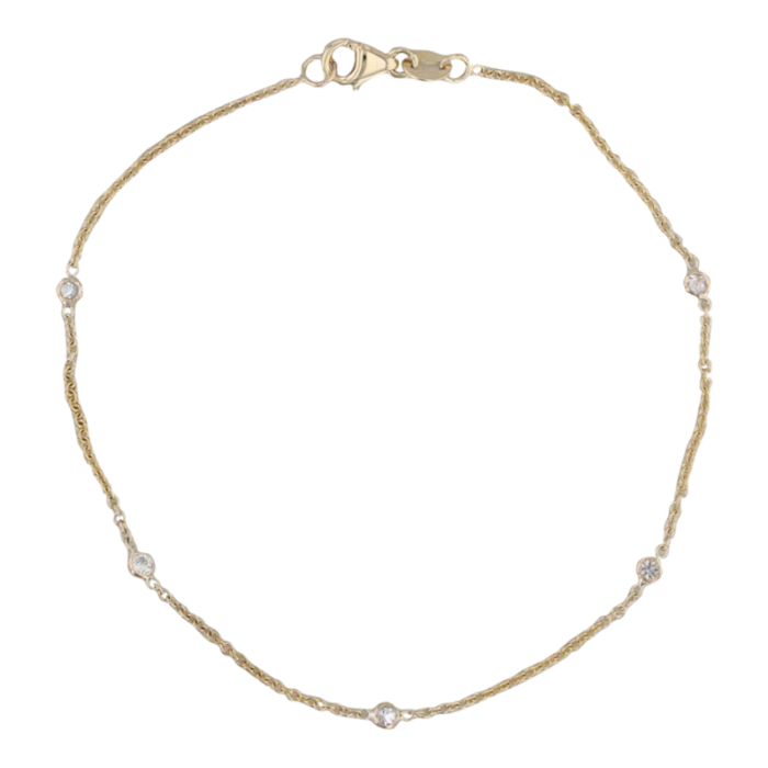 new 020ctw diamond by the yard station bracelet 14k gold 725 cable chain 8009