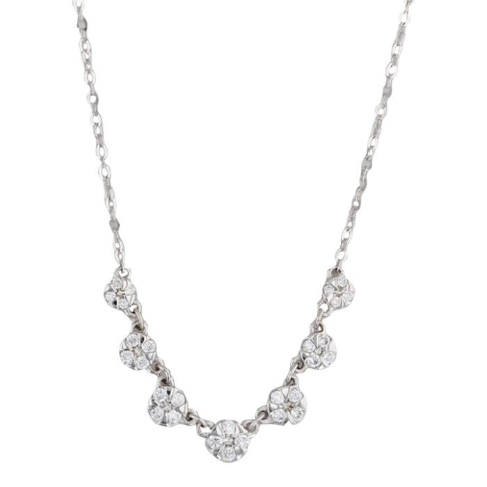 new 020ctw diamond flower pendant necklace 14k white gold cable chain 16 18 2845