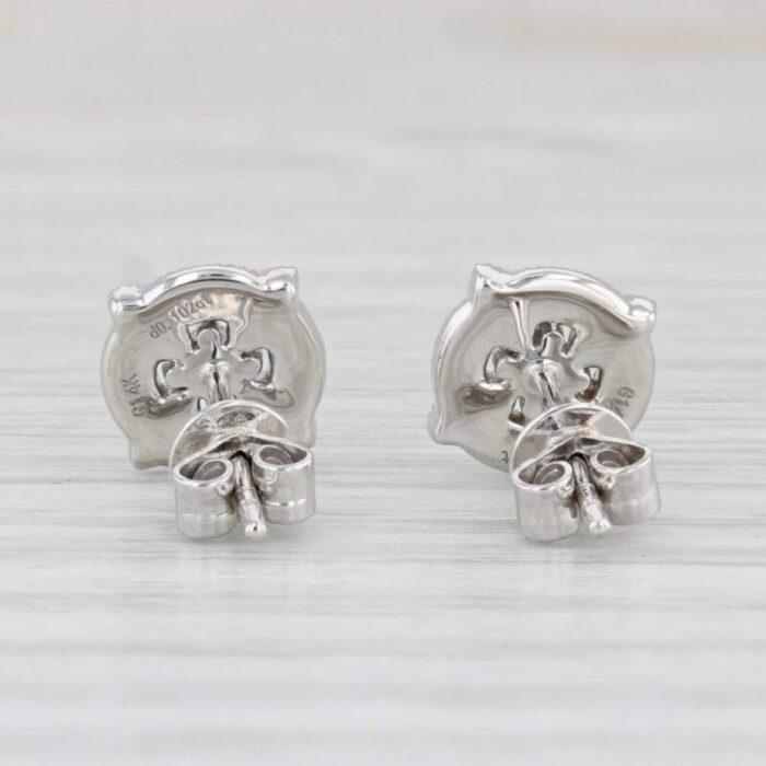 new 020ctw diamond flower stud earrings 14k white gold small pierced studs 2 pieces 9998