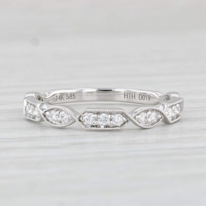 new 020ctw diamond ring 14k white gold size 65 band wedding stackable 7804