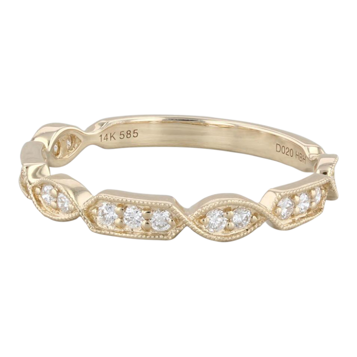 new 020ctw diamond stackable ring 14k yellow gold wedding band size 65 0645