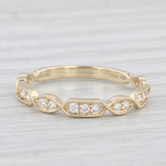 new 020ctw diamond stackable ring 14k yellow gold wedding band size 65 9029