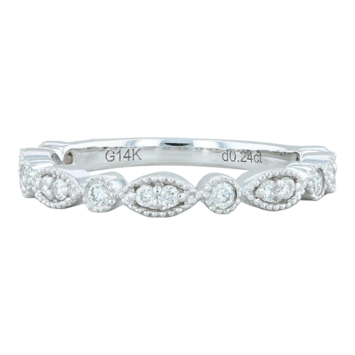 new 024ctw diamond stackable ring 14k white gold s 65 wedding anniversary band 6728