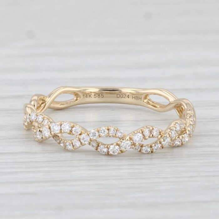 new 024ctw diamond stackable ring 14k yellow gold wedding band size 75 9223