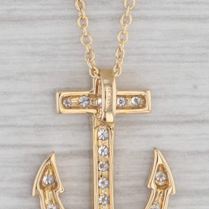 new 025ctw diamond anchor pendant necklace 14k yellow gold 18 cable chain 6126 scaled