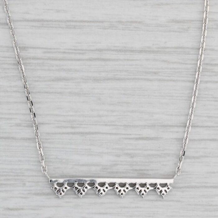 new 025ctw diamond bar pendant necklace 14k white gold 1725 1825 cable chain 6068