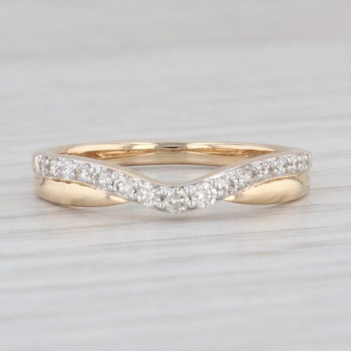 new 025ctw diamond contoured ring 14k gold stackable wedding band guard size 7 2599