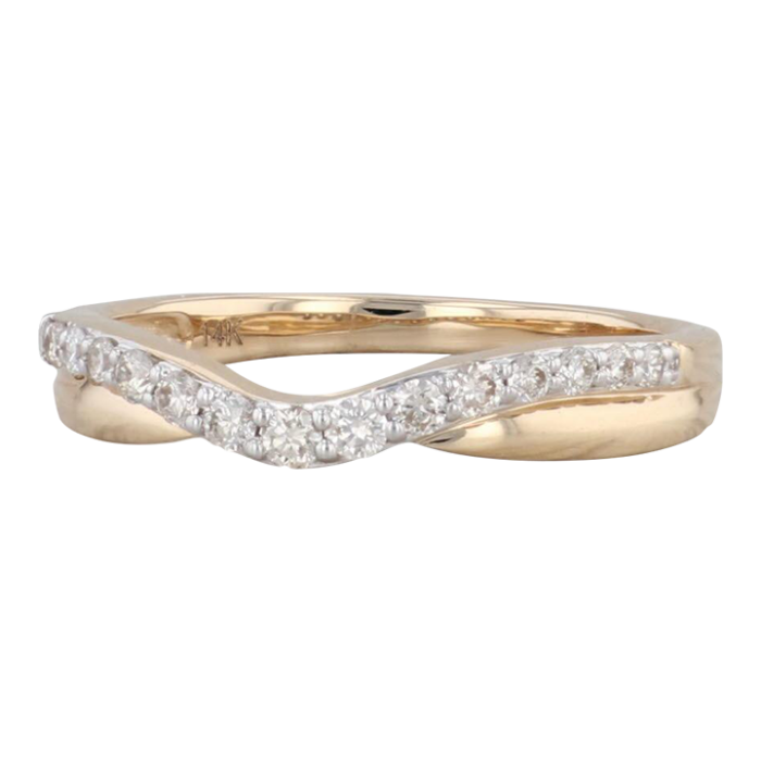 new 025ctw diamond contoured ring 14k gold stackable wedding band guard size 7 5102