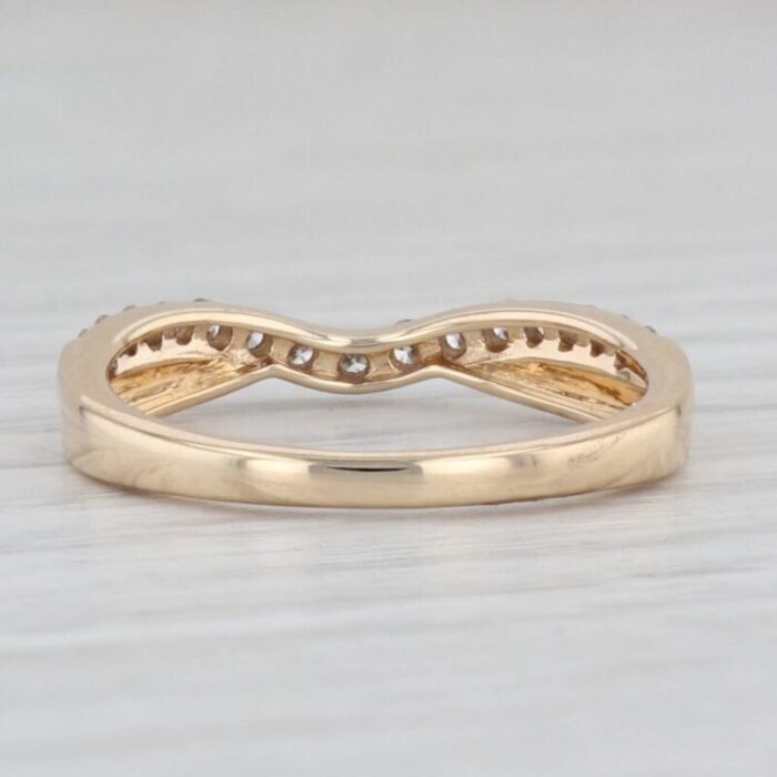 new 025ctw diamond contoured ring 14k gold stackable wedding band guard size 7 8548