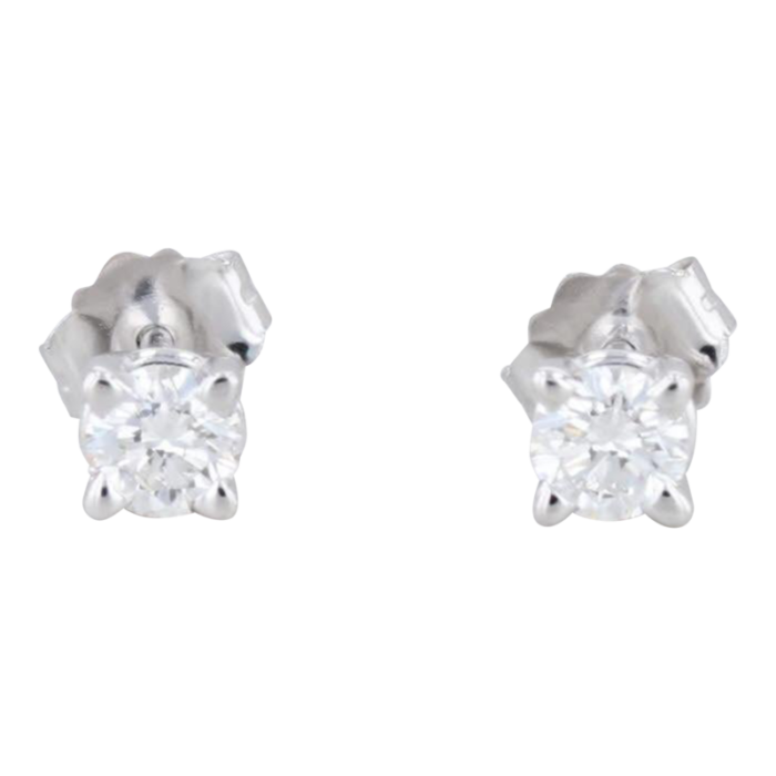 new 029ctw diamond stud earrings 14k white gold round solitaire pierced studs 2 pieces 0893