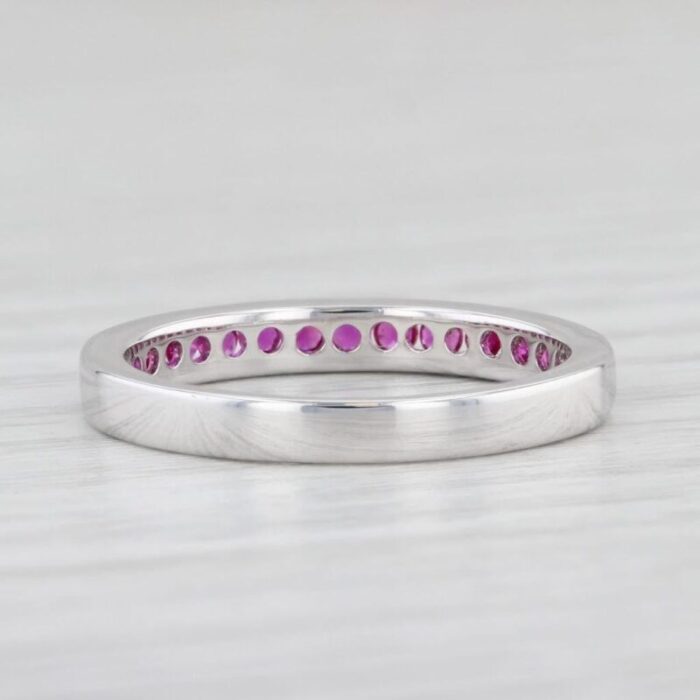 new 030ctw pink magenta sapphire ring 14k white gold stackable band size 65 3190