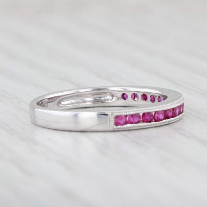 new 030ctw pink magenta sapphire ring 14k white gold stackable band size 65 3453