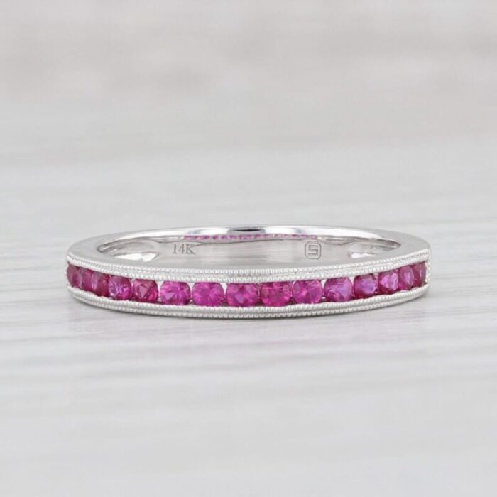 new 030ctw pink magenta sapphire ring 14k white gold stackable band size 65 3784