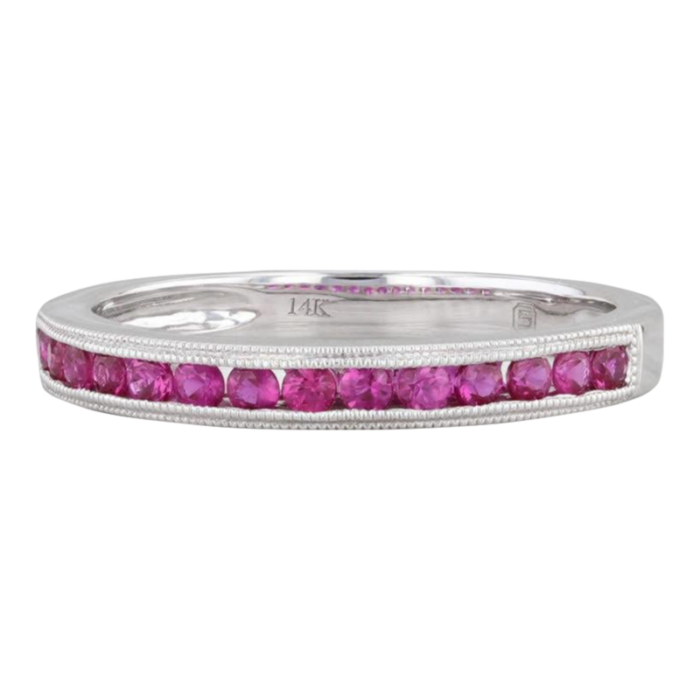 new 030ctw pink magenta sapphire ring 14k white gold stackable band size 65 7208