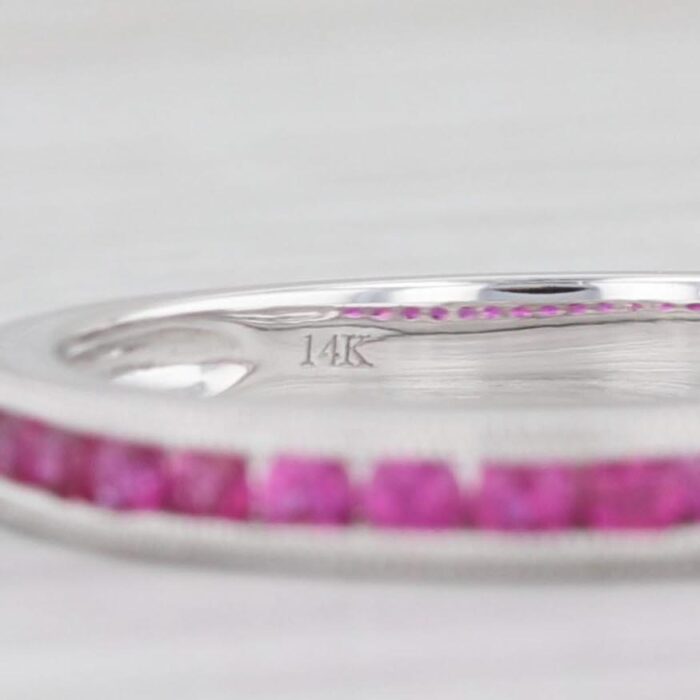 new 030ctw pink magenta sapphire ring 14k white gold stackable band size 65 7306 scaled