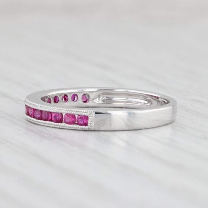 new 030ctw pink magenta sapphire ring 14k white gold stackable band size 65 8602