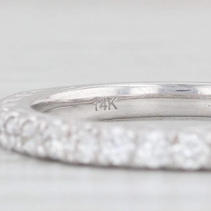 new 033ctw diamond wedding band 14k white gold sz 65 stackable ring art carved 9247 scaled