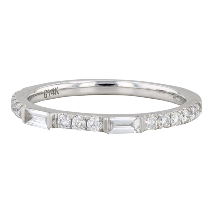 new 035ctw diamond ring 14k white gold wedding band stackable size 65 1256