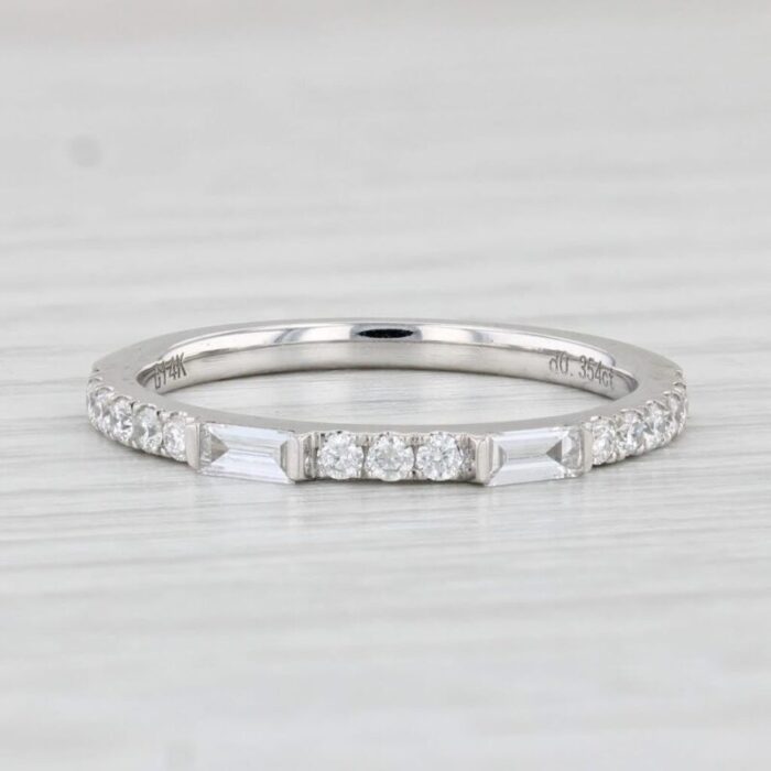 new 035ctw diamond ring 14k white gold wedding band stackable size 65 4074