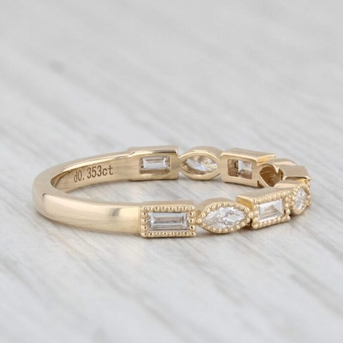 new 035ctw stackable diamond ring 14k yellow gold size 65 wedding band 3598