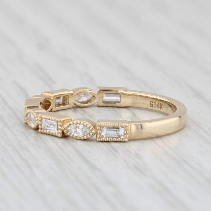 new 035ctw stackable diamond ring 14k yellow gold size 65 wedding band 5945