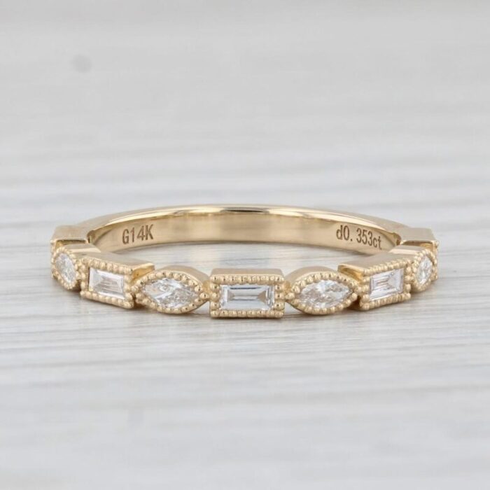 new 035ctw stackable diamond ring 14k yellow gold size 65 wedding band 6619