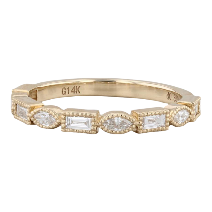 new 035ctw stackable diamond ring 14k yellow gold size 65 wedding band 8821