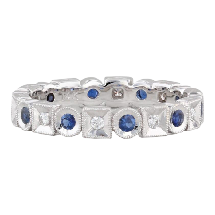 new 036ctw blue sapphire diamond eternity ring 14k gold stackable wedding band size 65 2268