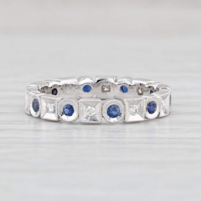 new 036ctw blue sapphire diamond eternity ring 14k gold stackable wedding band size 65 4583