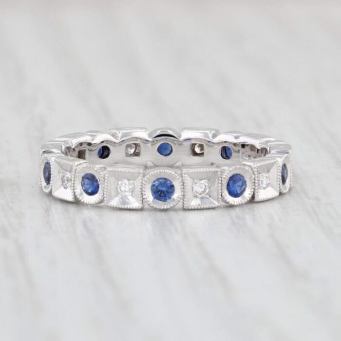 new 036ctw blue sapphire diamond eternity ring 14k gold stackable wedding band size 65 6690