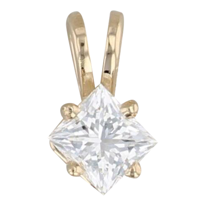 new 040ct princess diamond pendant 14k yellow gold small drop 9953