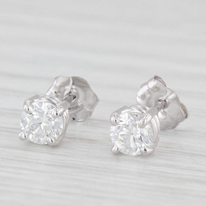 new 040ctw diamond stud earrings 14k white gold round solitaire studs 2 pieces 7128