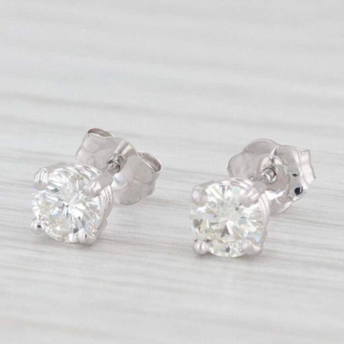 new 044ctw diamond stud earrings 14k white gold round solitaire studs 2 pieces 8247