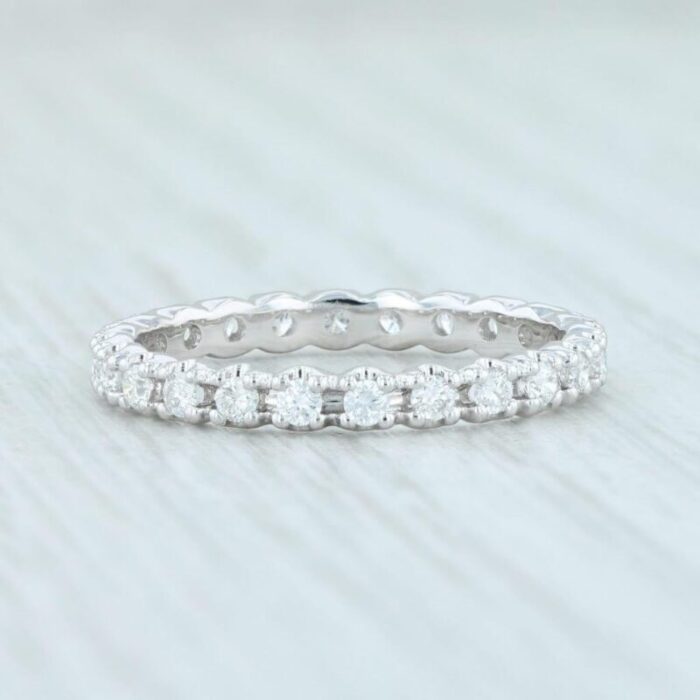 new 046ctw diamond eternity ring 14k white gold size 55 wedding stackable band 0806