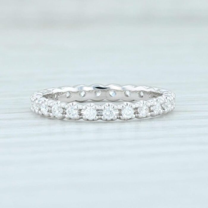 new 046ctw diamond eternity ring 14k white gold size 55 wedding stackable band 8056