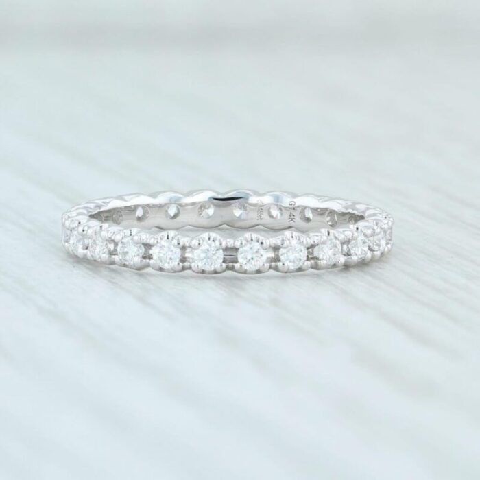 new 046ctw diamond eternity ring 14k white gold size 55 wedding stackable band 9993