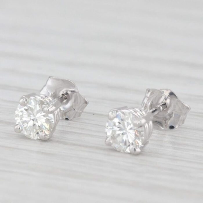 new 047ctw diamond stud earrings 14k white gold round solitaire studs 2 pieces 2929