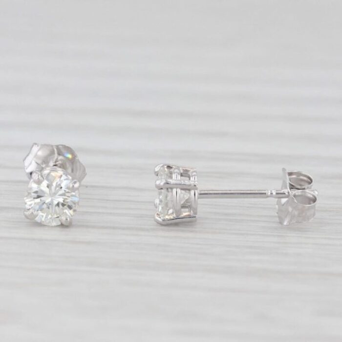 new 047ctw diamond stud earrings 14k white gold round solitaire studs 2 pieces 3371