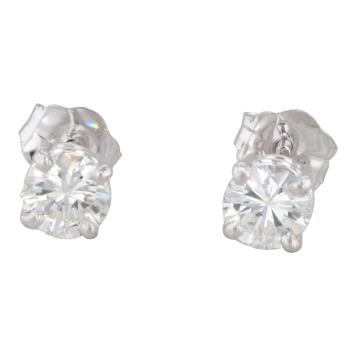 new 047ctw diamond stud earrings 14k white gold round solitaire studs 2 pieces 9453