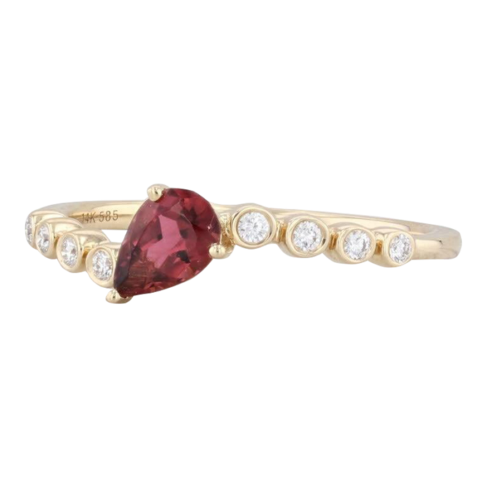 new 050ctw pink tourmaline diamond ring 14k gold size 65 bypass stackable band 7634