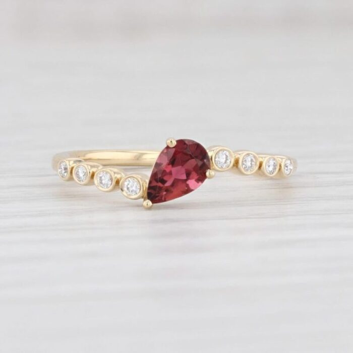 new 050ctw pink tourmaline diamond ring 14k gold size 65 bypass stackable band 8221