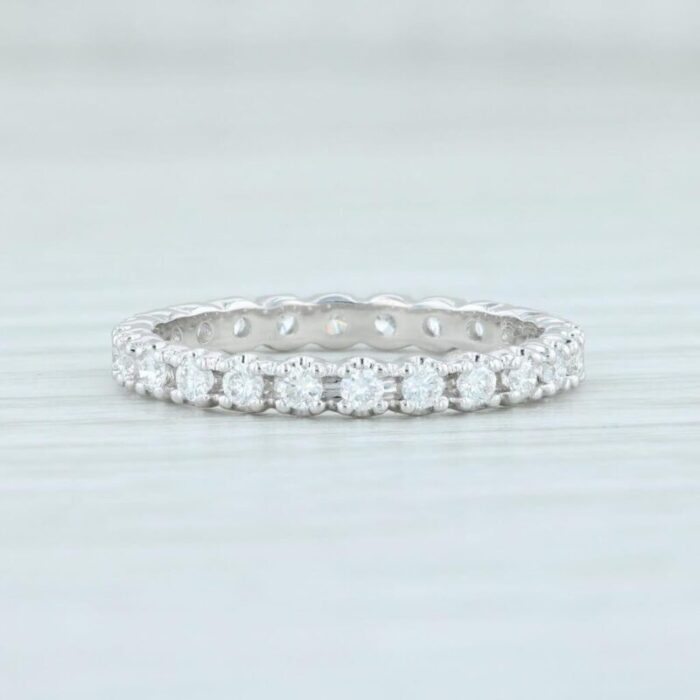 new 051ctw diamond eternity ring 18k white gold size 55 wedding stackable band 3128