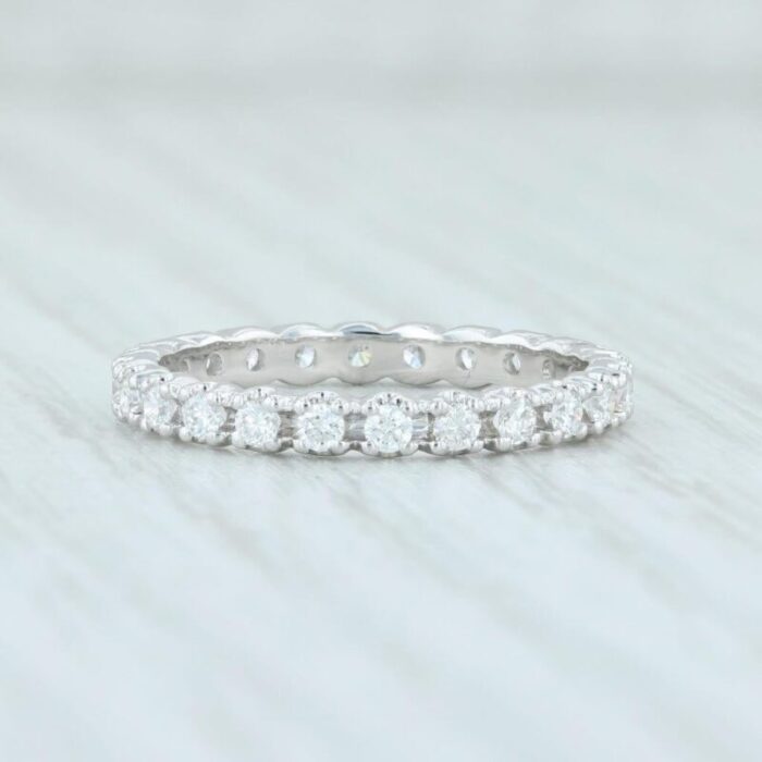 new 051ctw diamond eternity ring 18k white gold size 55 wedding stackable band 3798