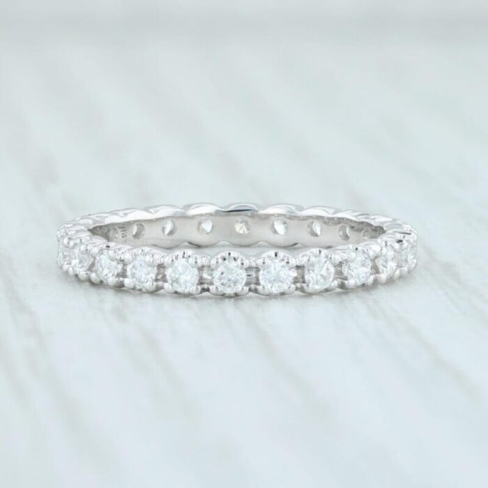 new 051ctw diamond eternity ring 18k white gold size 55 wedding stackable band 3889