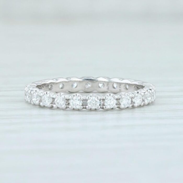 new 051ctw diamond eternity ring 18k white gold size 55 wedding stackable band 4592