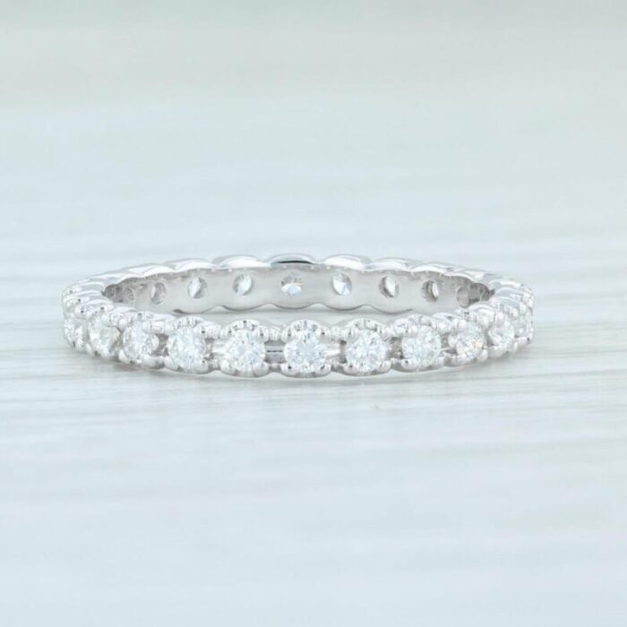 new 051ctw diamond eternity ring 18k white gold size 6 wedding stackable band 3325