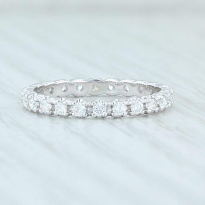 new 051ctw diamond eternity ring 18k white gold size 6 wedding stackable band 3549